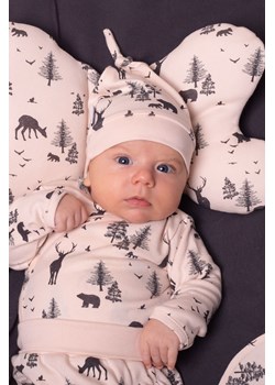 Czapka beżowa bawełniana chłopięca z motywem leśnym ze sklepu 5.10.15 w kategorii Czapki dziecięce - zdjęcie 170772386