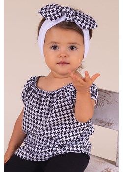 Bluzka bawełniana dla dziewczynki z krótkim rękawem w kratkę ze sklepu 5.10.15 w kategorii Koszulki niemowlęce - zdjęcie 170772485