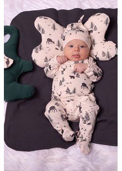 Bawełniana beżowa koszulka niemowlęca z leśnym wzorem z długim rękawem ze sklepu 5.10.15 w kategorii Kaftaniki i bluzki - zdjęcie 170772589