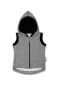 Bawełniany  bezrękawnik dziewczęcy czarno-biały w pepitkę ze sklepu 5.10.15 w kategorii Kamizelki niemowlęce - zdjęcie 170772757