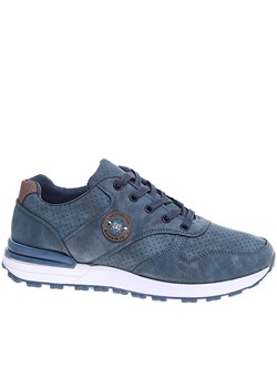 Sznurowane niebieskie męskie buty sportowe /A1-3 15896 T482/ ze sklepu Pantofelek24.pl w kategorii Trampki męskie - zdjęcie 170773725