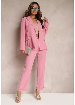 Różowe Klasyczne Spodnie High Waist Zapinane na Zamek Błyskawiczny Xalona ze sklepu Renee odzież w kategorii Spodnie damskie - zdjęcie 170777286