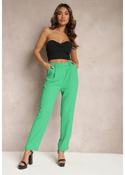 Zielone Spodnie High Waist z Gumką w Talii i Prostymi Nogawkami Brenissa ze sklepu Renee odzież w kategorii Spodnie damskie - zdjęcie 170777316