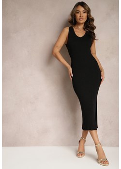 Czarna Sukienka o Fasonie Bodycon z Błyszczącej Prążkowanej Dzianiny Jorunntes ze sklepu Renee odzież w kategorii Sukienki - zdjęcie 170777506