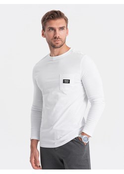 Longsleeve męski bez nadruku L156 - biały V5 ze sklepu Edoti w kategorii T-shirty męskie - zdjęcie 170779656