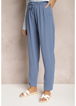 Niebieskie Spodnie z Regularną Talią z Gumką i Sznurkiem w Pasie Cerinda ze sklepu Renee odzież w kategorii Spodnie damskie - zdjęcie 170788356
