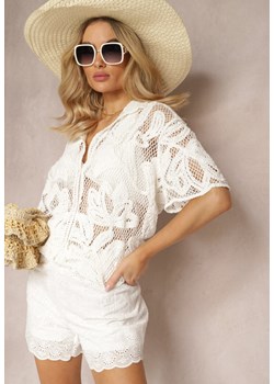 Biała Bawełniana Bluzka Szydełkowa na Guziki Zanice ze sklepu Renee odzież w kategorii Bluzki damskie - zdjęcie 170788368