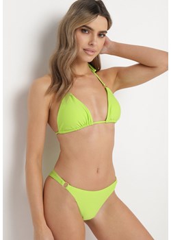 Zielone Bikini Dwuczęściowe z Wiązaną Górą i Metalicznymi Kółeczkami Zorion ze sklepu Born2be Odzież w kategorii Stroje kąpielowe - zdjęcie 170791099