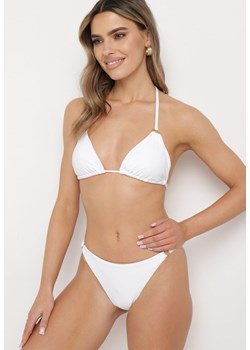 Białe Bikini Dwuczęściowe z Wiązaną Górą i Metalicznymi Kółeczkami Zorion ze sklepu Born2be Odzież w kategorii Stroje kąpielowe - zdjęcie 170791129