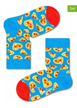Happy Socks Skarpety (2 pary) &quot;Pizza Love&quot; w kolorze błękitnym ze wzorem ze sklepu Limango Polska w kategorii Skarpetki dziecięce - zdjęcie 170791599