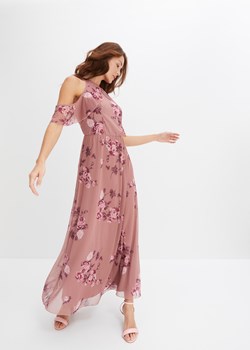 Długa sukienka z siatkowego materiału z nadrukiem ze sklepu bonprix w kategorii Sukienki - zdjęcie 170793919