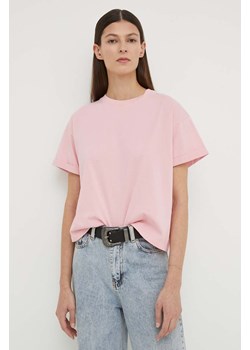 BA&amp;SH t-shirt bawełniany ROSIE damski kolor różowy 1E24ROSI ze sklepu ANSWEAR.com w kategorii Bluzki damskie - zdjęcie 170794347