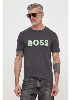 Boss Green t-shirt bawełniany męski kolor szary z nadrukiem 50512866 ze sklepu ANSWEAR.com w kategorii T-shirty męskie - zdjęcie 170794435