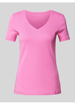 T-shirt z dekoltem w serek w jednolitym kolorze ze sklepu Peek&Cloppenburg  w kategorii Bluzki damskie - zdjęcie 170796516
