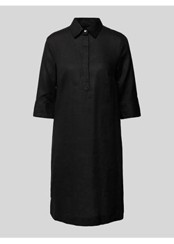 Sukienka koszulowa o długości do kolan z lnu w jednolitym kolorze ze sklepu Peek&Cloppenburg  w kategorii Sukienki - zdjęcie 170796748