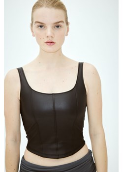 H & M - Powlekany top gorsetowy - Czarny ze sklepu H&M w kategorii Bluzki damskie - zdjęcie 170797166