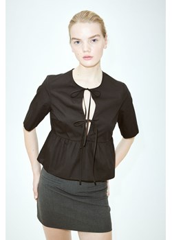 H & M - Popelinowa bluzka z wiązaniami - Czarny ze sklepu H&M w kategorii Bluzki damskie - zdjęcie 170797216