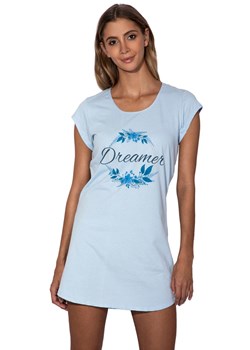 Loreen bawełniana koszula nocna na krótki rękaw, Kolor błękitny-wzór, Rozmiar S, myMaDo ze sklepu Primodo w kategorii Koszule nocne - zdjęcie 170801139
