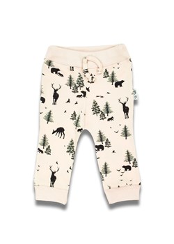 Bawełniane beżowe spodnie niemowlęce chłopięce z motywem leśnym ze sklepu 5.10.15 w kategorii Spodnie i półśpiochy - zdjęcie 170807915