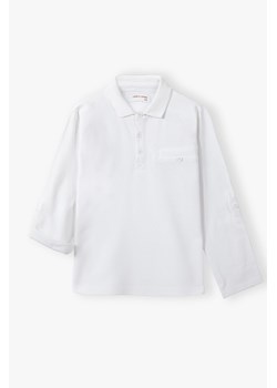Biała bluzka polo bawełniana z długim rękawem ze sklepu 5.10.15 w kategorii T-shirty chłopięce - zdjęcie 170808116