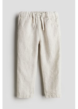 H & M - Lniane spodnie bez zapięcia - Beżowy ze sklepu H&M w kategorii Spodnie dziewczęce - zdjęcie 170809836
