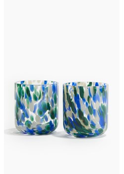 H & M - Wzorzysta szklanka 2-pak - Zielony ze sklepu H&M w kategorii Szklanki - zdjęcie 170809837