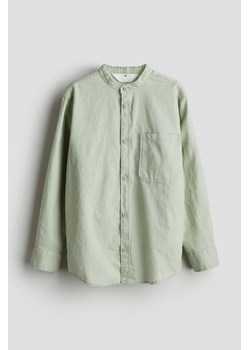 H & M - Koszula z domieszką lnu i ze stójką - Zielony ze sklepu H&M w kategorii Koszule chłopięce - zdjęcie 170809926