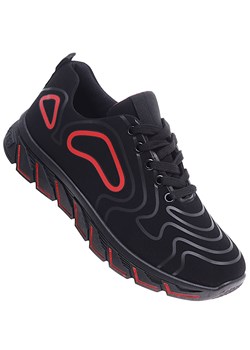 Czarno czerwone sznurowane męskie buty sportowe /D7-3 15880 T310/ ze sklepu Pantofelek24.pl w kategorii Trampki męskie - zdjęcie 170810385