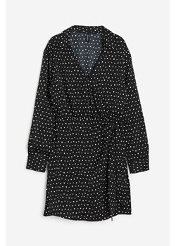 H & M - Kopertowa szmizjerka z satyny - Czarny ze sklepu H&M w kategorii Sukienki - zdjęcie 170811588