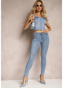 Niebieskie Casualowe Skinny Jeansy na Suwak Nelantha ze sklepu Renee odzież w kategorii Jeansy damskie - zdjęcie 170820126
