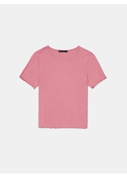 Mohito - Bawełniany różowy t-shirt - pastelowy różowy ze sklepu Mohito w kategorii Bluzki damskie - zdjęcie 170820178