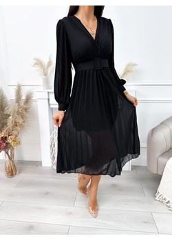 Czarna Plisowana Sukienka ze sklepu ModnaKiecka.pl w kategorii Sukienki - zdjęcie 170820258