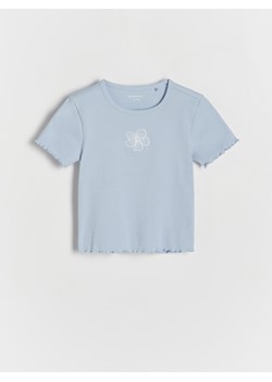 Reserved - T-shirt z haftem - jasnoniebieski ze sklepu Reserved w kategorii Bluzki dziewczęce - zdjęcie 170820646