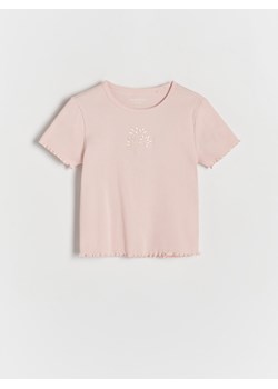 Reserved - T-shirt z haftem - brudny róż ze sklepu Reserved w kategorii Bluzki dziewczęce - zdjęcie 170820649