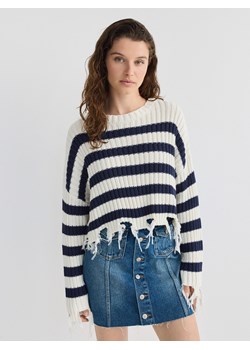 Reserved - Bawełniany sweter z postrzępionymi brzegami - wielobarwny ze sklepu Reserved w kategorii Swetry damskie - zdjęcie 170821409