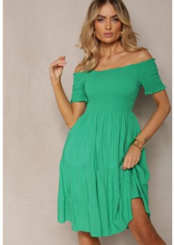 Zielona Letnia Sukienka z Bawełny o Fasonie Hiszpanki z Rozkloszowanymi Falbanami Lorania ze sklepu Renee odzież w kategorii Sukienki - zdjęcie 170826335