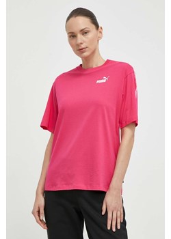 Puma t-shirt bawełniany damski kolor różowy 675994 ze sklepu ANSWEAR.com w kategorii Bluzki damskie - zdjęcie 170830429