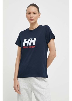 Helly Hansen t-shirt bawełniany damski kolor granatowy ze sklepu ANSWEAR.com w kategorii Bluzki damskie - zdjęcie 170830465