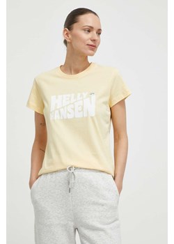 Helly Hansen t-shirt bawełniany damski kolor żółty ze sklepu ANSWEAR.com w kategorii Bluzki damskie - zdjęcie 170830475