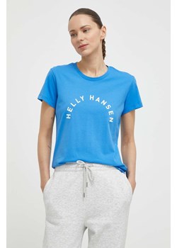 Helly Hansen t-shirt bawełniany damski kolor niebieski ze sklepu ANSWEAR.com w kategorii Bluzki damskie - zdjęcie 170830479