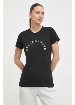 Helly Hansen t-shirt bawełniany damski kolor czarny ze sklepu ANSWEAR.com w kategorii Bluzki damskie - zdjęcie 170830485