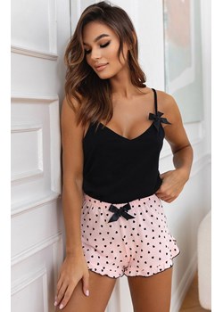 Bawełniana piżama damska w serca Mellissa, Kolor czarno-różowy, Rozmiar L, SENSIS ze sklepu Intymna w kategorii Piżamy damskie - zdjęcie 170830857