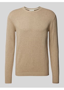 Sweter z dzianiny z prążkowanym,okrągłym dekoltem model ‘JUPITER’ ze sklepu Peek&Cloppenburg  w kategorii Swetry męskie - zdjęcie 170831038