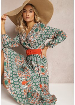 Zielona Sukienka Rozkloszowana z Paskiem Shara ze sklepu Renee odzież w kategorii Sukienki - zdjęcie 170833717