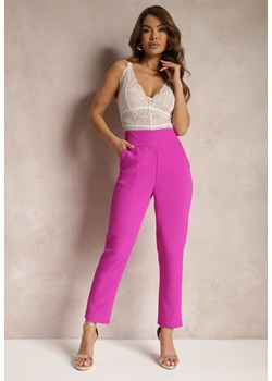 Fuksjowe Materiałowe Spodnie Regular Pivolia ze sklepu Renee odzież w kategorii Spodnie damskie - zdjęcie 170834468