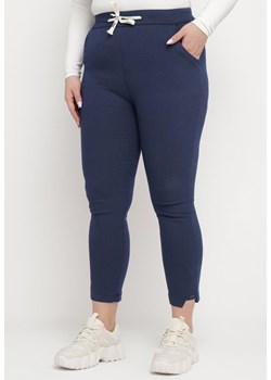 Granatowe Spodnie Skinny ze Sznurkiem w Pasie i Kieszeniami Irfana ze sklepu Born2be Odzież w kategorii Spodnie damskie - zdjęcie 170836276