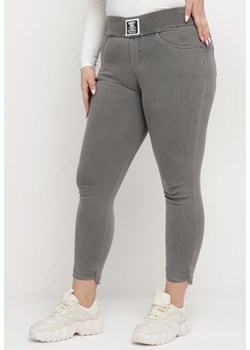 Ciemnoszare Spodnie Skinny z Kieszeniami Afrina ze sklepu Born2be Odzież w kategorii Spodnie damskie - zdjęcie 170836306