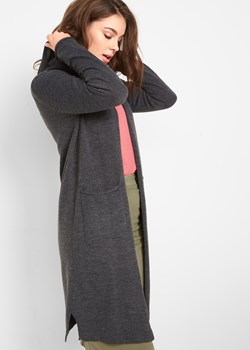 Długi sweter bez zapięcia z kapturem ze sklepu bonprix w kategorii Swetry damskie - zdjęcie 170837507