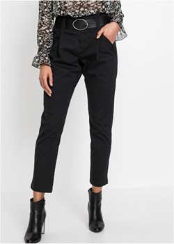 Spodnie z zakładkami poniżej talii i paskiem (2 części) ze sklepu bonprix w kategorii Spodnie damskie - zdjęcie 170837738