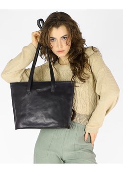Torebka damska shopper uszlachetniona skóra włoska - MARCO MAZZINI czarna ze sklepu Verostilo w kategorii Torby Shopper bag - zdjęcie 170838015